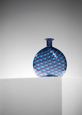 Italian Blue & Red Murano Glass Vase in the Style of Gio Ponti, 1960s-YU-1312253