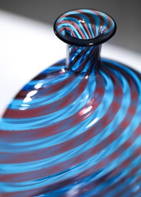 Italian Blue & Red Murano Glass Vase in the Style of Gio Ponti, 1960s-YU-1312253