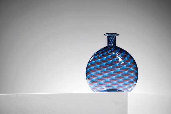 Italian Blue & Red Murano Glass Vase in the Style of Gio Ponti, 1960s-YU-1312253