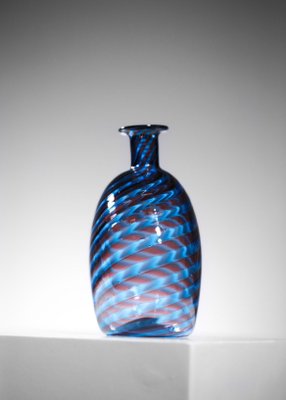 Italian Blue & Red Murano Glass Vase in the Style of Gio Ponti, 1960s-YU-1312253