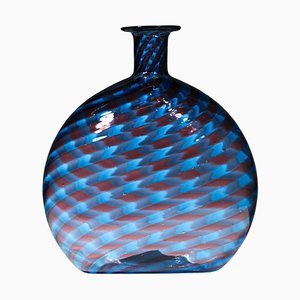 Italian Blue & Red Murano Glass Vase in the Style of Gio Ponti, 1960s-YU-1312253