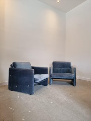 Italian Blue Velvet Lounge Chairs, 1980s, Set of 2-GNW-1285862