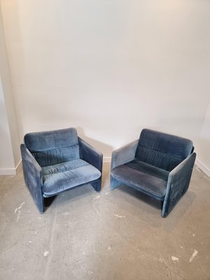 Italian Blue Velvet Lounge Chairs, 1980s, Set of 2-GNW-1285862