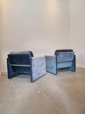 Italian Blue Velvet Lounge Chairs, 1980s, Set of 2-GNW-1285862