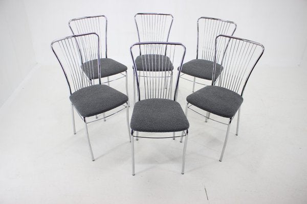 Italian Bouclé Fabric Dining Chairs, 1970s, Set of 6-TZ-1166617