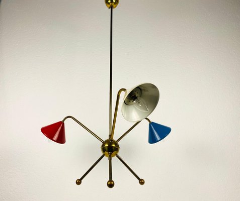 Italian Brass 3-Arm Chandelier from Arredoluce, Italy, 1950s-PUK-1050931