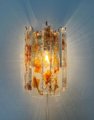 Italian Brass and Amber Murano Glass Terrazzo Wall Lamps, 1970s, Set of 2-TPE-1273698