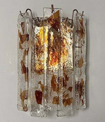 Italian Brass and Amber Murano Glass Terrazzo Wall Lamps, 1970s, Set of 2-TPE-1273698