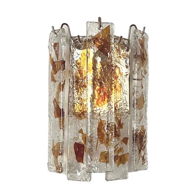 Italian Brass and Amber Murano Glass Terrazzo Wall Lamps, 1970s, Set of 2-TPE-1273698