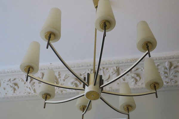 Italian Brass and Art Glass Chandelier, 1970s-ED-1722403