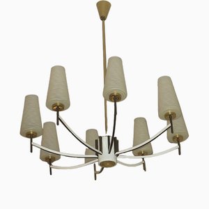 Italian Brass and Art Glass Chandelier, 1970s-ED-1722403