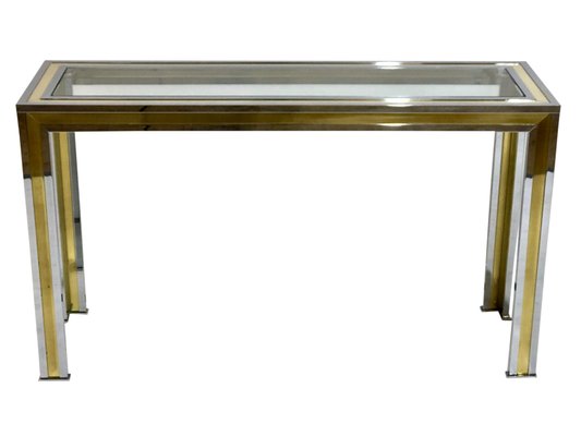 Italian Brass and Chrome Console Table, 1970s-CXC-674239