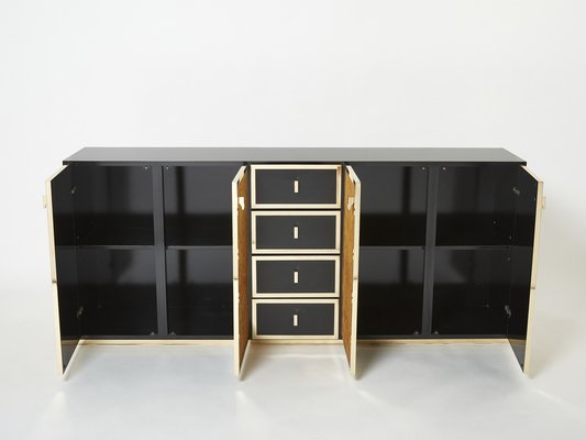 Italian Brass and Cork Marquetry Sideboard, 1970s-YJA-1345285