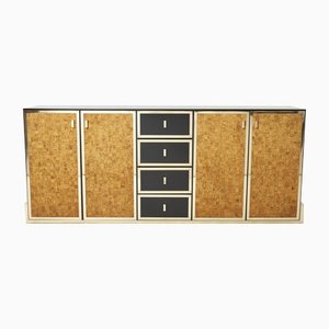 Italian Brass and Cork Marquetry Sideboard, 1970s-YJA-1345285