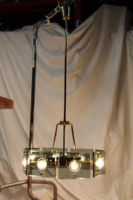 Italian Brass and Dark Green Crystals Ceiling Lamp from Gino Paroldo, 1950s-EH-625919