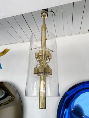 Italian Brass and Glass Bubble Tube Chandelier, 1970s-FUE-1694602