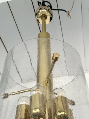 Italian Brass and Glass Bubble Tube Chandelier, 1970s-FUE-1694602