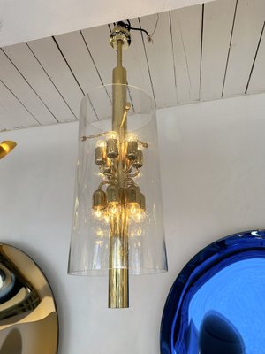 Italian Brass and Glass Bubble Tube Chandelier, 1970s-FUE-1694602