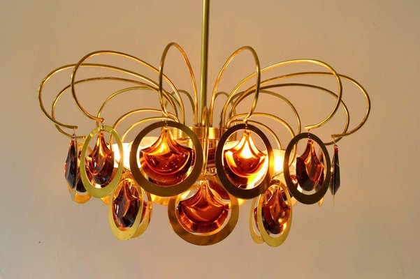 Italian Brass and Glass Chandelier in the Style of Sciolari-SPD-976402