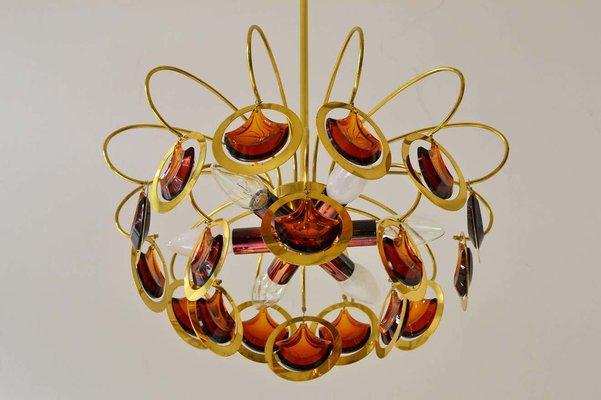 Italian Brass and Glass Chandelier in the Style of Sciolari-SPD-976402