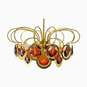 Italian Brass and Glass Chandelier in the Style of Sciolari-SPD-976402