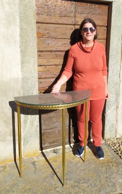 Italian Brass and Glass Console, 1940s-EI-974833