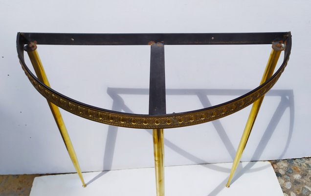 Italian Brass and Glass Console, 1940s-EI-974833