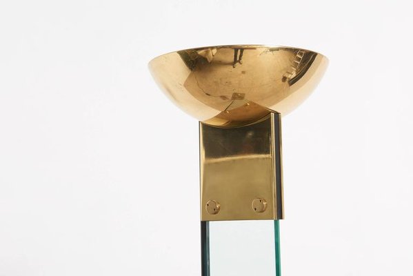 Italian Brass and Glass Laser Floor Lamp by Max Baguara for Lamperti, 1970s-KL-620301