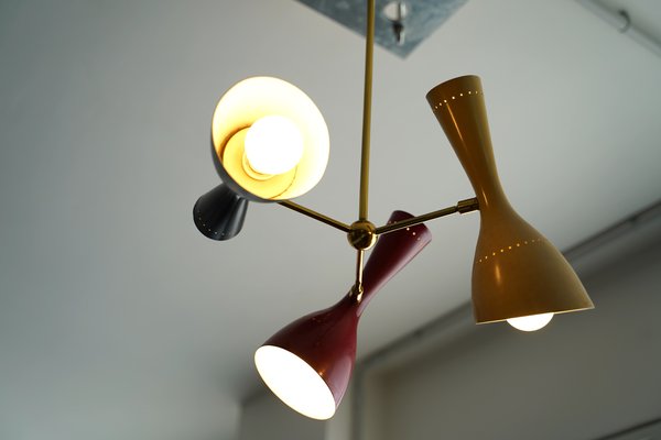 Italian Brass and Lacquered Aluminium Ceiling Lamp from Stilnovo, 1950s-OT-743117