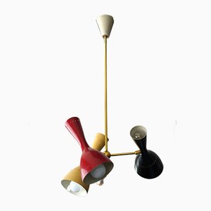 Italian Brass and Lacquered Aluminium Ceiling Lamp from Stilnovo, 1950s-OT-743117