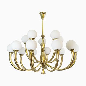 Italian Brass and Opaline Chandelier-FGA-923341