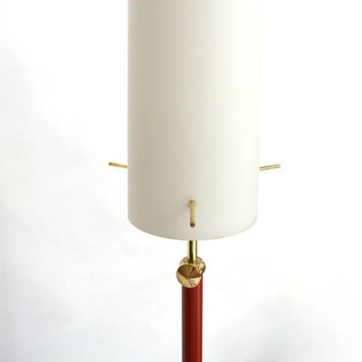 Italian Brass and Opaline Glass Floor Lamp, 1950s-TE-590045