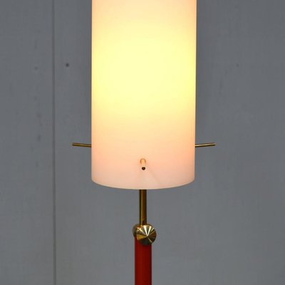 Italian Brass and Opaline Glass Floor Lamp, 1950s-TE-590045