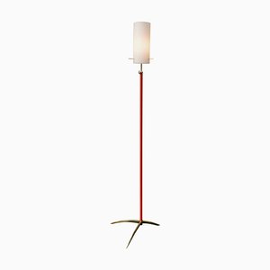 Italian Brass and Opaline Glass Floor Lamp, 1950s-TE-590045