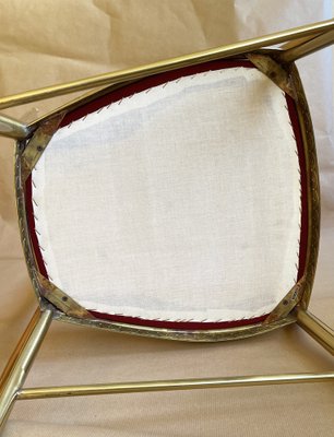 Italian Brass and Red Velvet Side Chair, 1960s-PBW-1812557