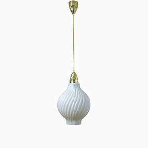 Italian Brass and Satin Opaline Glass Pendant Attributed to Arredoluce, 1950s-OE-897900