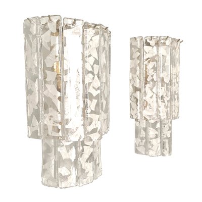 Italian Brass and White Murano Glass Terrazzo Wall Lamps, 1970s, Set of 2-TPE-1273701