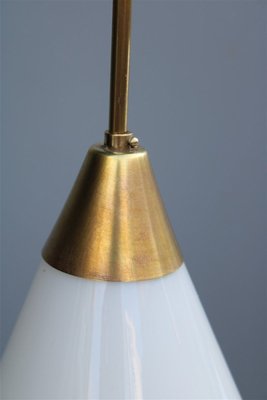 Italian Brass and White Opaline Glass Ceiling Lamp from Stilnovo, 1950s-EH-732048