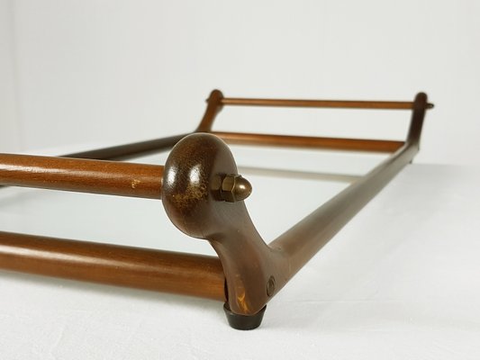 Italian Brass and Wood Serving Tray, 1960s-RD-2033637