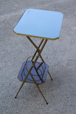 Italian Brass and Wood Shelf, 1950s-EH-675729