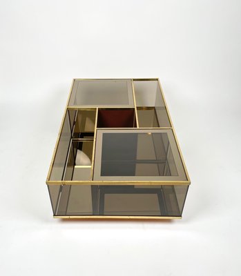 Italian Brass Bar Cart in Smoked Glass and Mirror, 1970s-LYQ-1373995