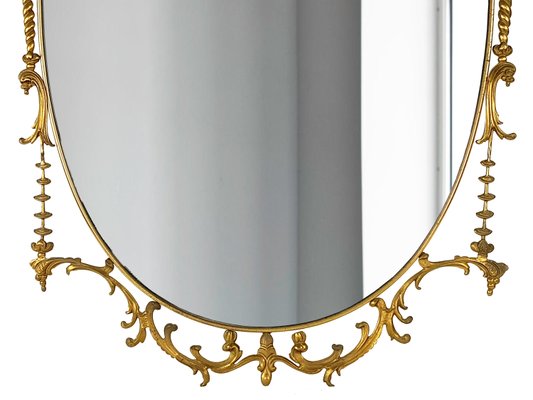 Italian Brass Baroque Style Decorative Wall Mirror, 1960s-RD-2022619