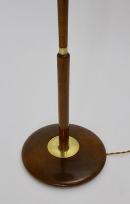 Italian Brass & Beech Floor Lamp, 1940s-NB-604724