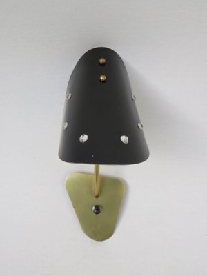 Italian Brass, Black Lacquered Aluminum and Glass Bead Sconces, 1950s, Set of 2-EY-681693