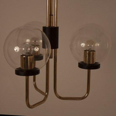 Italian Brass Ceiling Lamp in the Manner of Stilnovo, 1950s-KT-829628