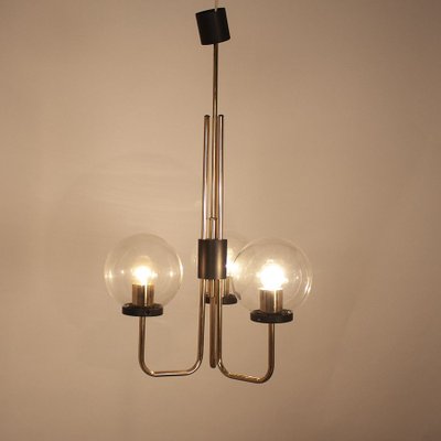 Italian Brass Ceiling Lamp in the Manner of Stilnovo, 1950s-KT-829628