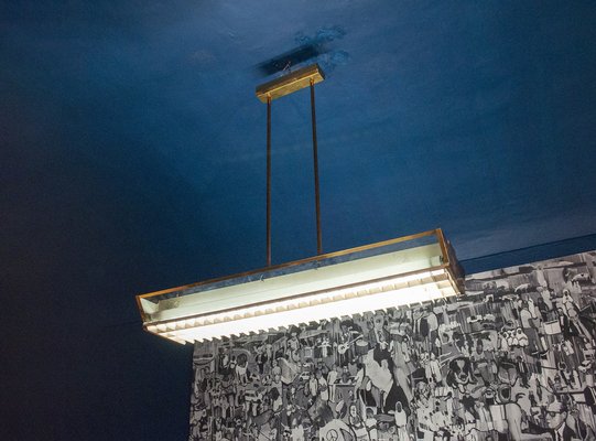 Italian Brass Ceiling Lights in Aluminum and Acrylic Glass, 1950s-VCV-1306592