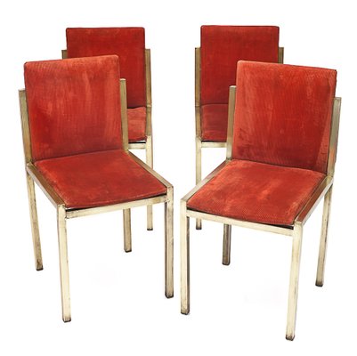 Italian Brass Chairs, 1950s, Set of 4-JCN-1734368