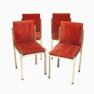 Italian Brass Chairs, 1950s, Set of 4-JCN-1734368