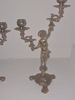 Italian Brass Cherub Candelabras, Set of 2-HIT-957178